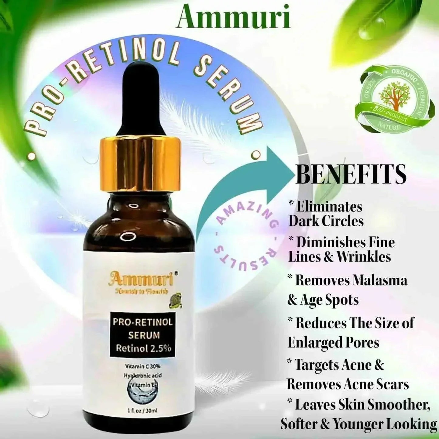 Ammuri Pro-Retinol 2.5% Face Serum - Anti Aging Retinol Serum-2