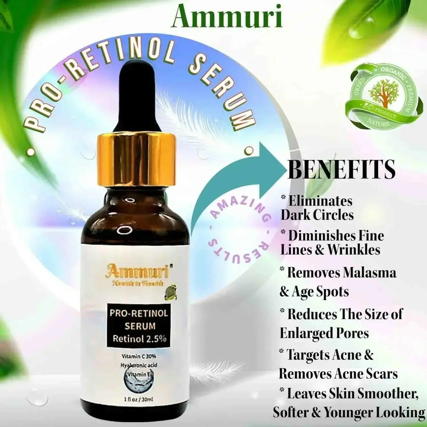 Ammuri Pro-Retinol 2.5% Face Serum - Anti Aging Retinol Serum-2